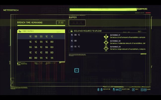 Hakowanie jest przedstawione w formie krótkiej mini gierki - Cyberpunk 2077: Naruszenia Protokołu, Hakowanie - porady - Cyberpunk 2077 - poradnik do gry